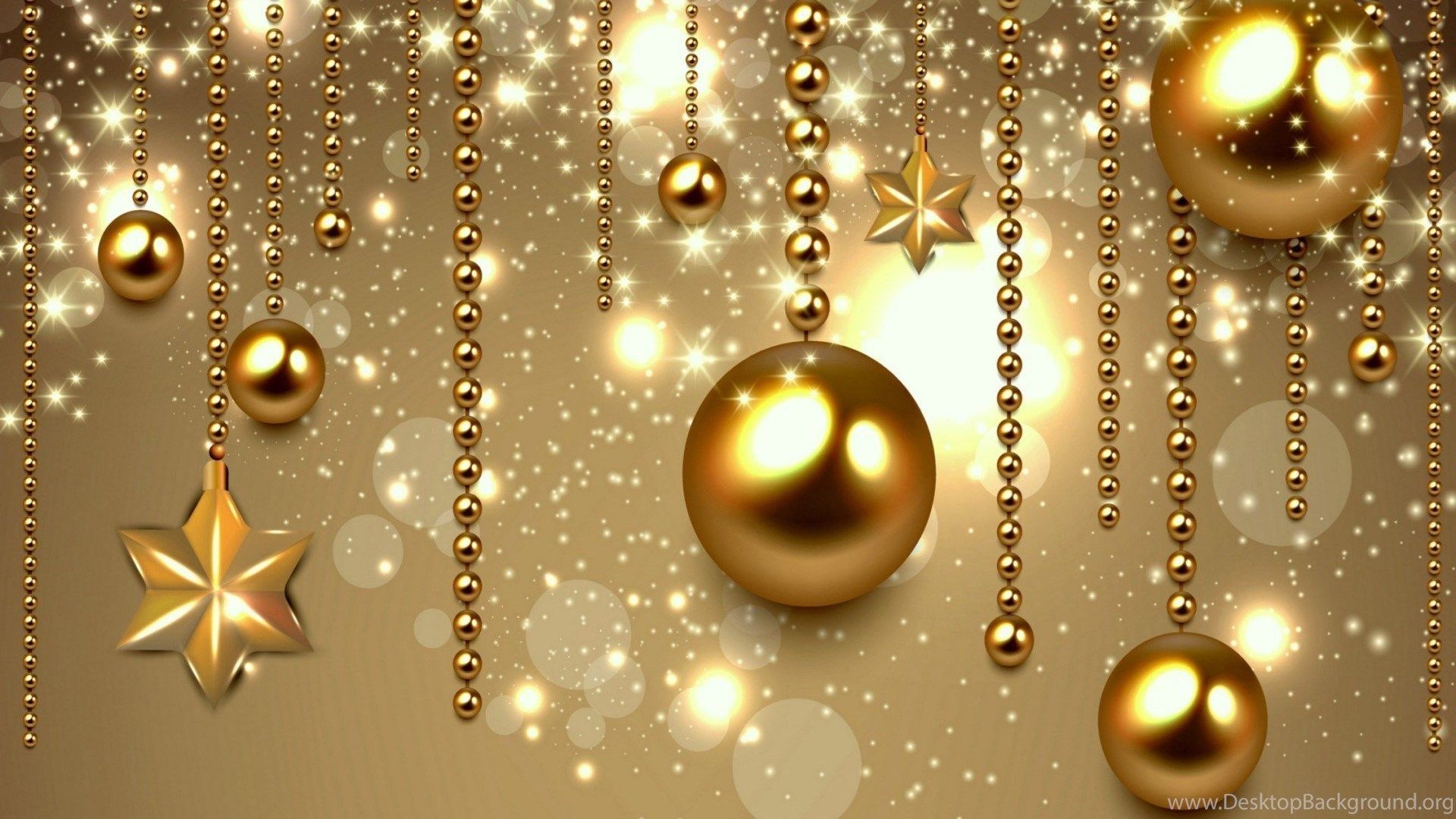 Golden Balls Bokeh Christmas HD Wallpaper Desktop Background