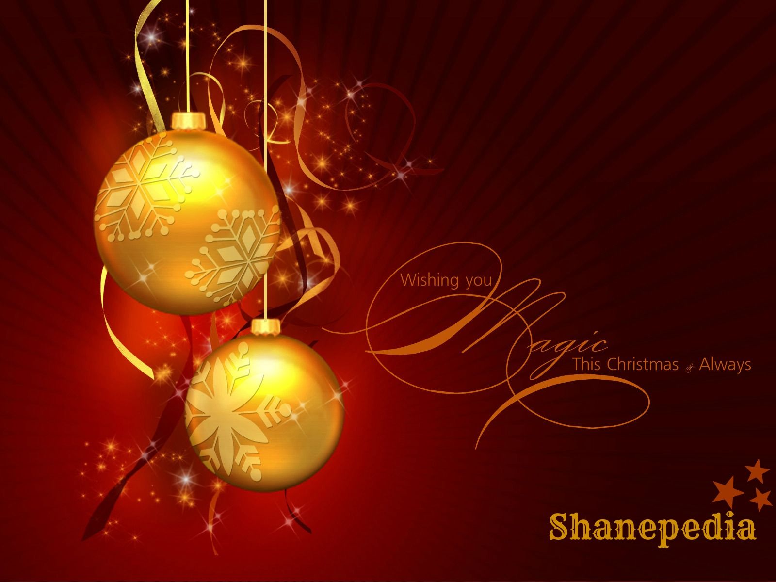 36 Christmas Wallpaper Two Golden Christmas Balls On Red Background Wallpaper