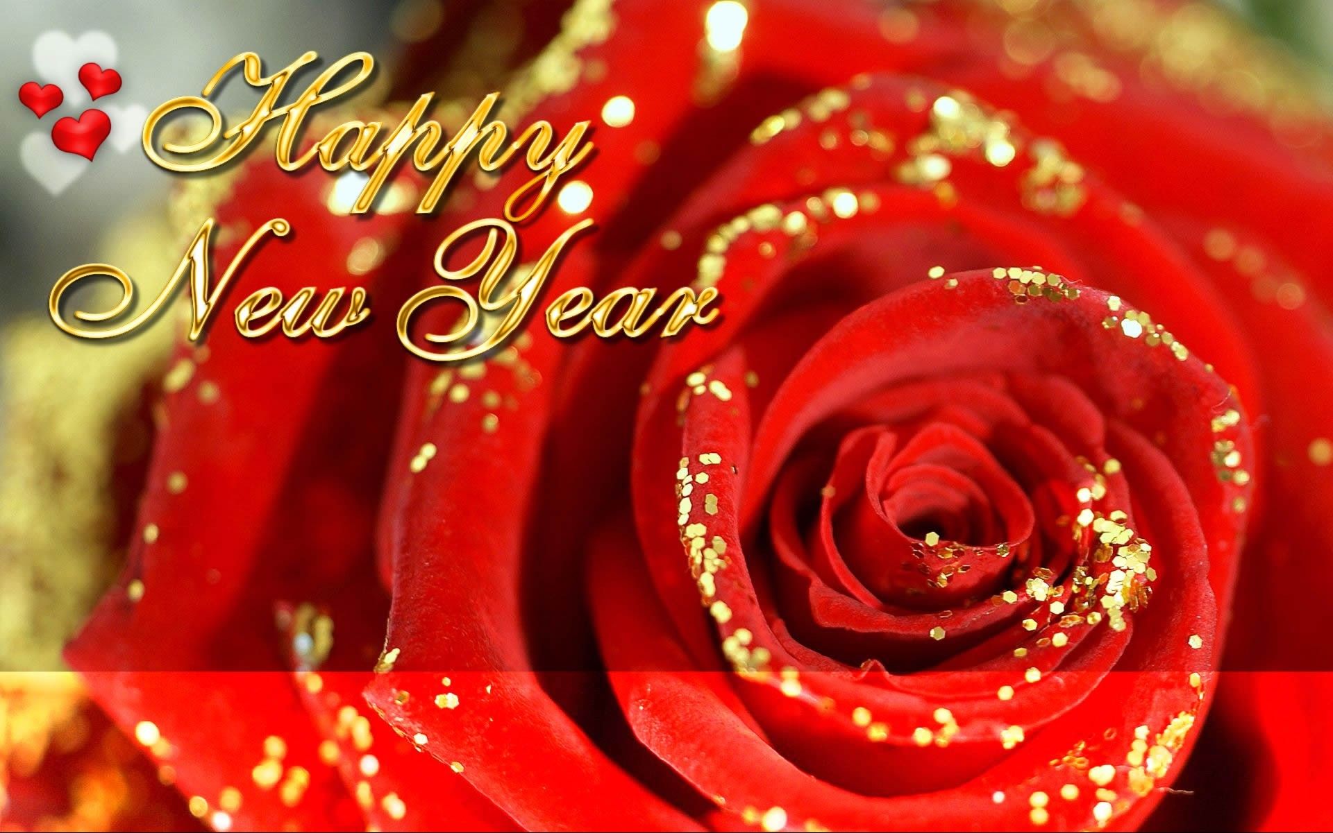 Red Rose New Year Wallpaper