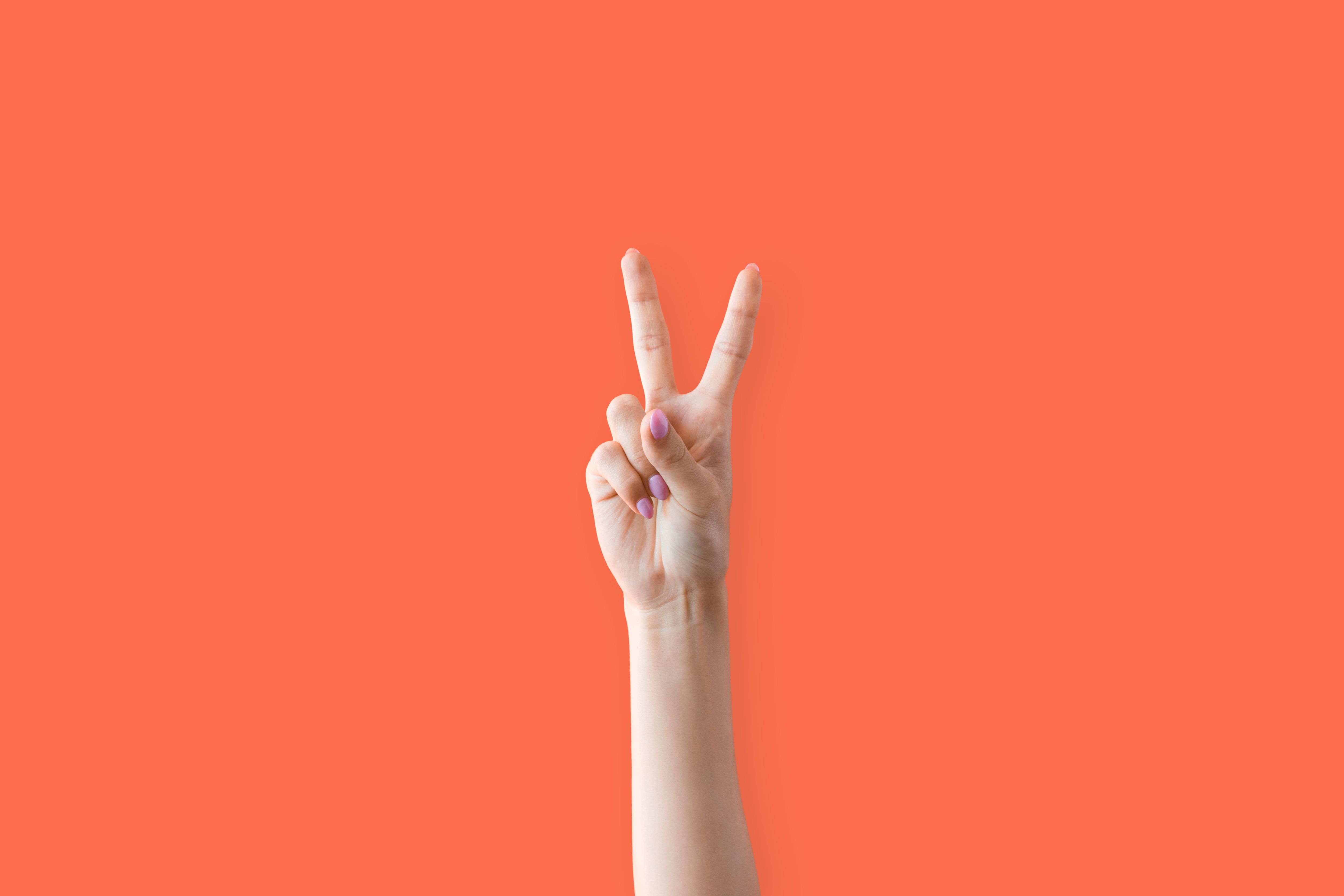 Peace Hand Sign Two Fingers Up Woman Free