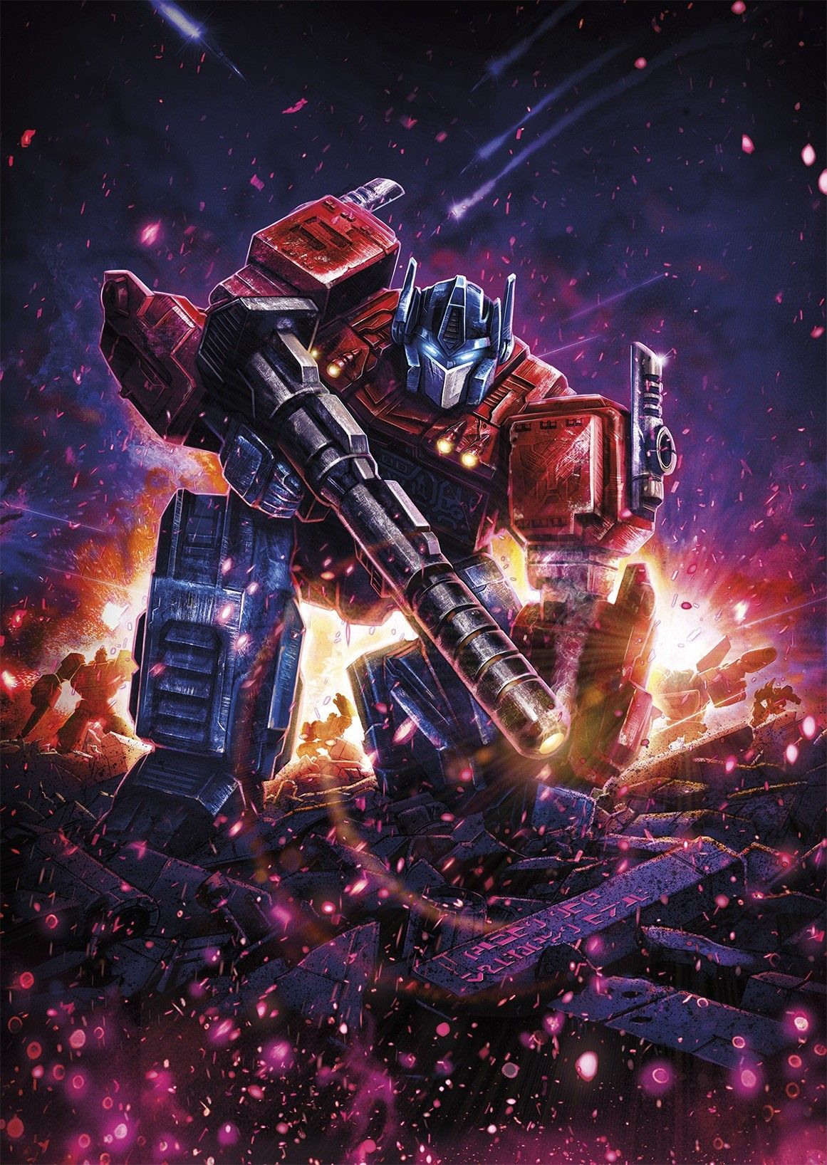 Anyone Able to Translate the Cybertronian on the New WFC Optimus' Promo Art?