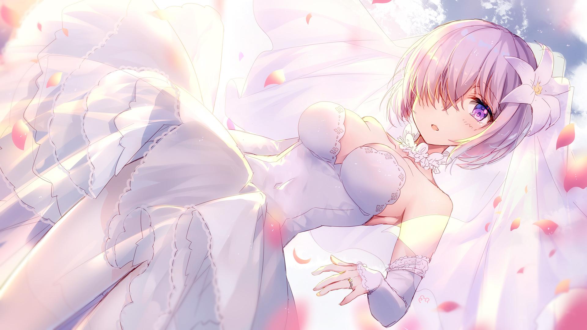 Fate Series Fate Grand Order Mashu Kyrielight Wedding Dress FGO Wallpaper:1920x1080