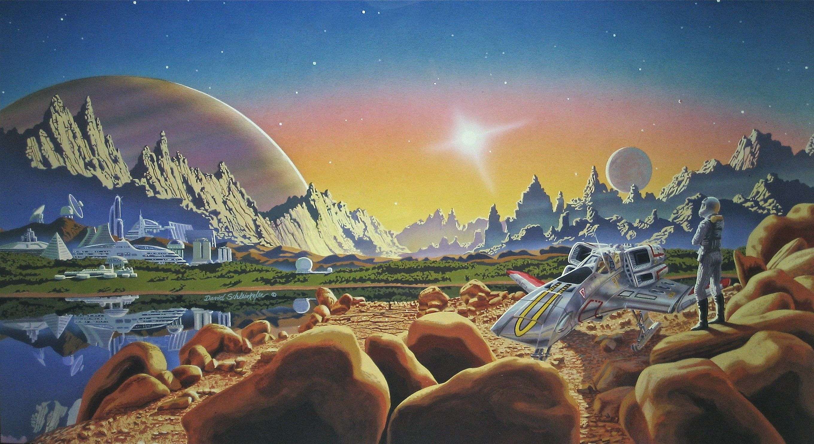 Sci Fi Retro Space Wallpaper