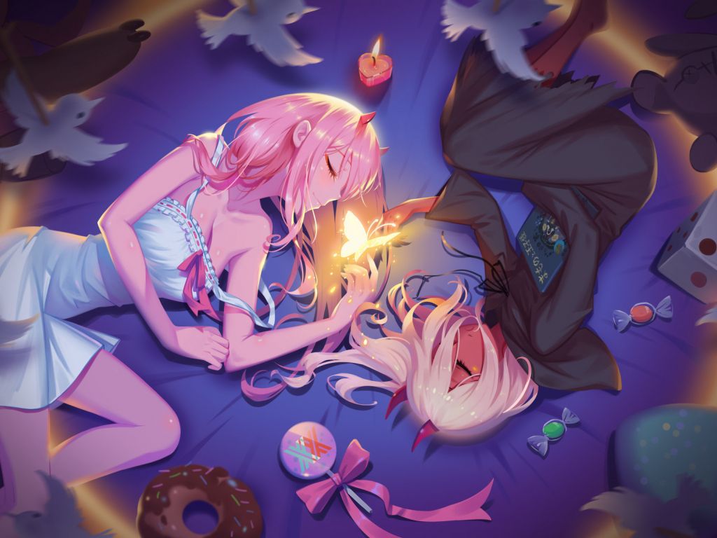 Desktop wallpaper zero two, relaxed, anime girls, lying down, HD image, picture, background, 5654c0