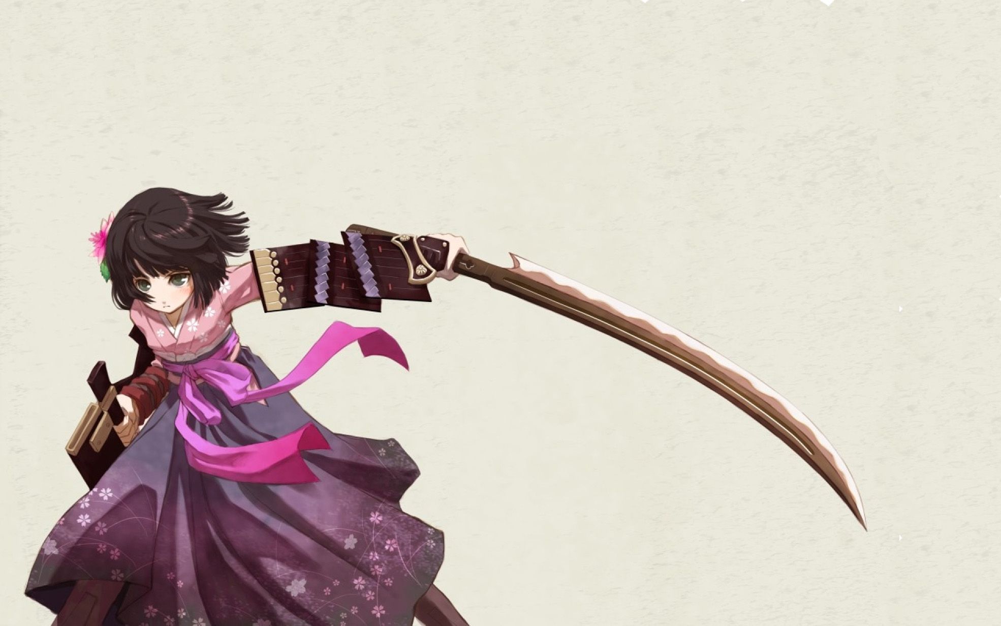 Samurai Girl Sword Kimono 2007 HD Wallpaper