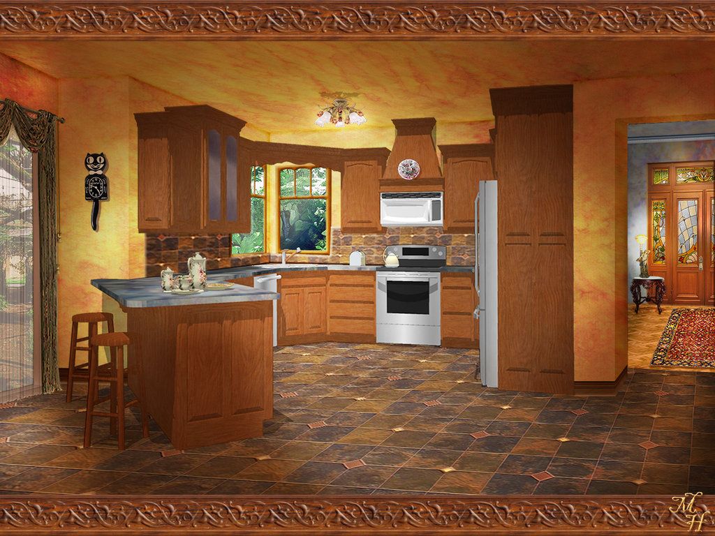 Premium Photo  Bright kitchen interior with countertop in dark blue tones  at night generative ai