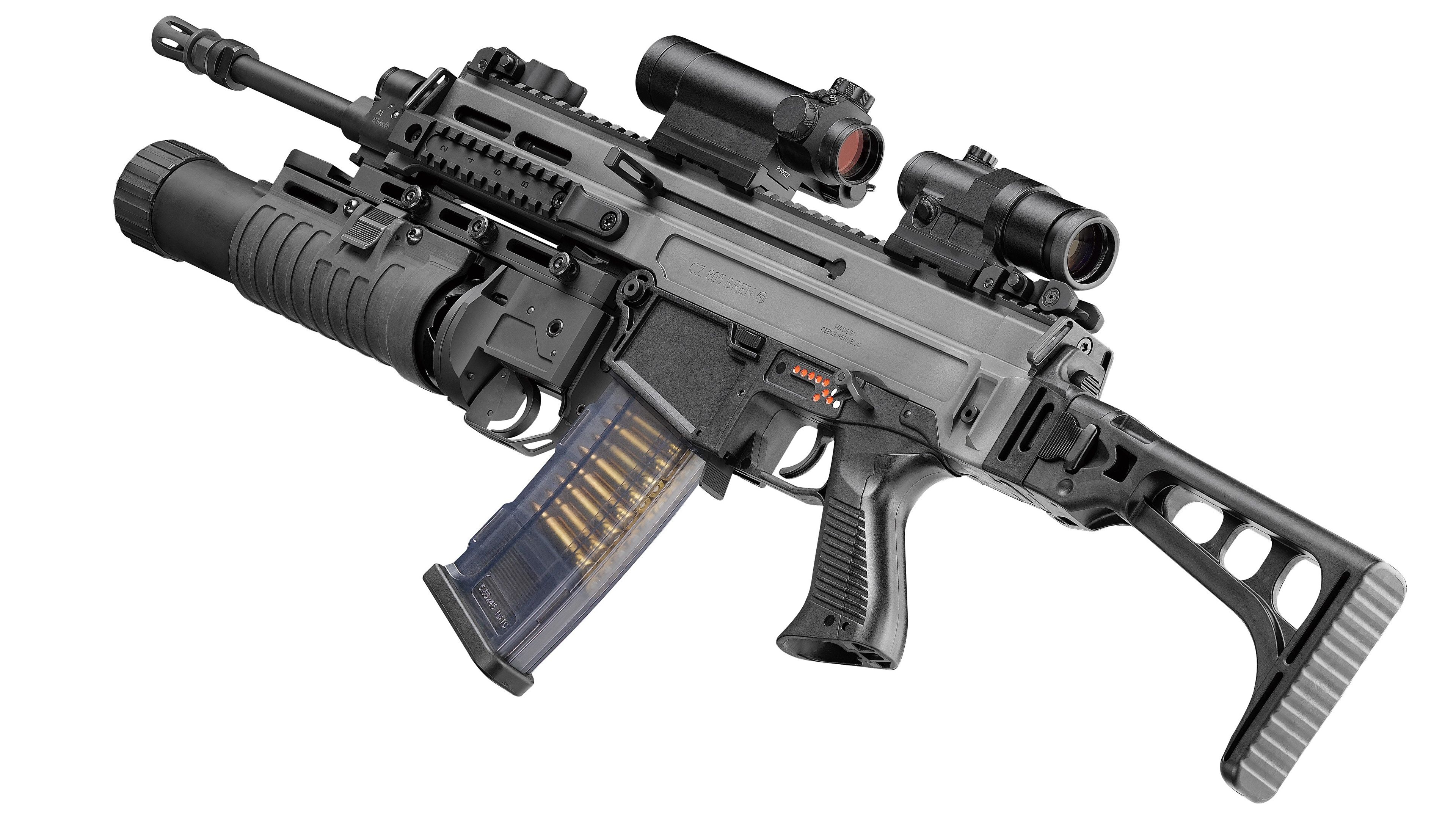Desktop Wallpaper Assault rifle grenade launcher, cz 805 3840x2160