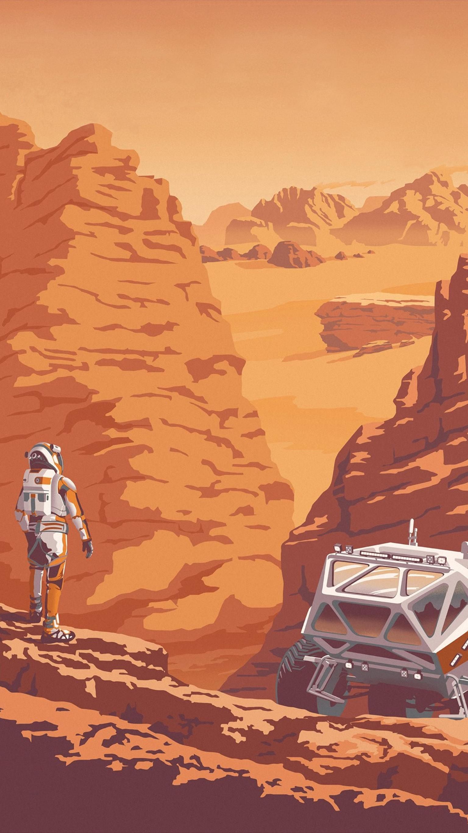 The Martian (2015) Phone Wallpaper. Moviemania. Space travel art, Space travel posters, Retro poster