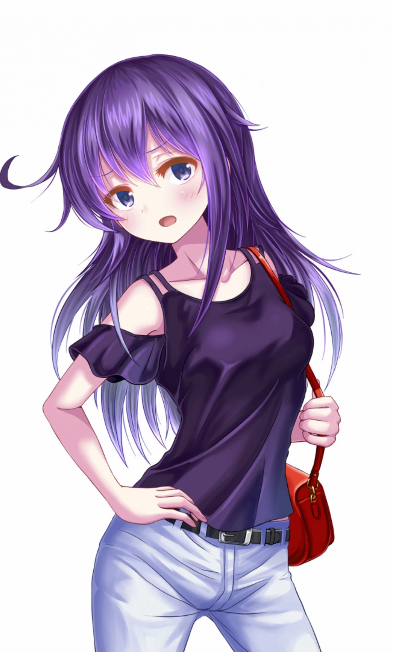 Anime Girl Purple Hair Casual