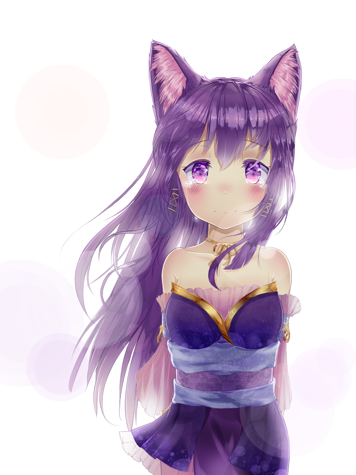 tan anime girl with purple hair