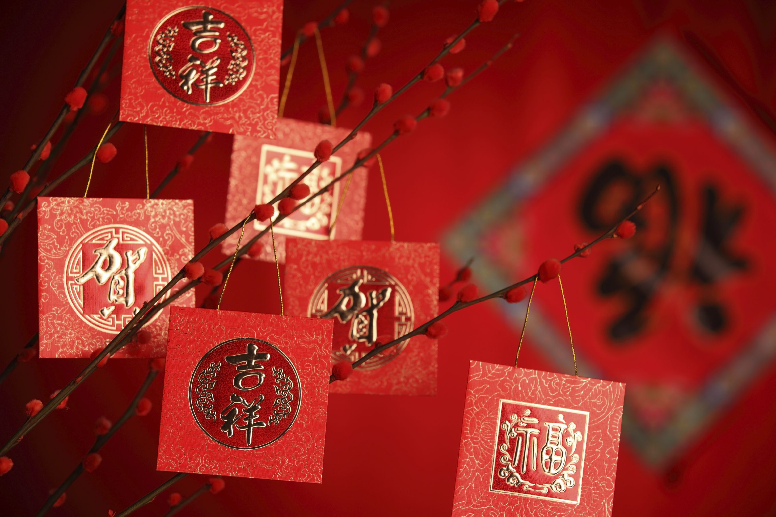 Chinese New Year Red Decoration Wallpaper:2716x1810