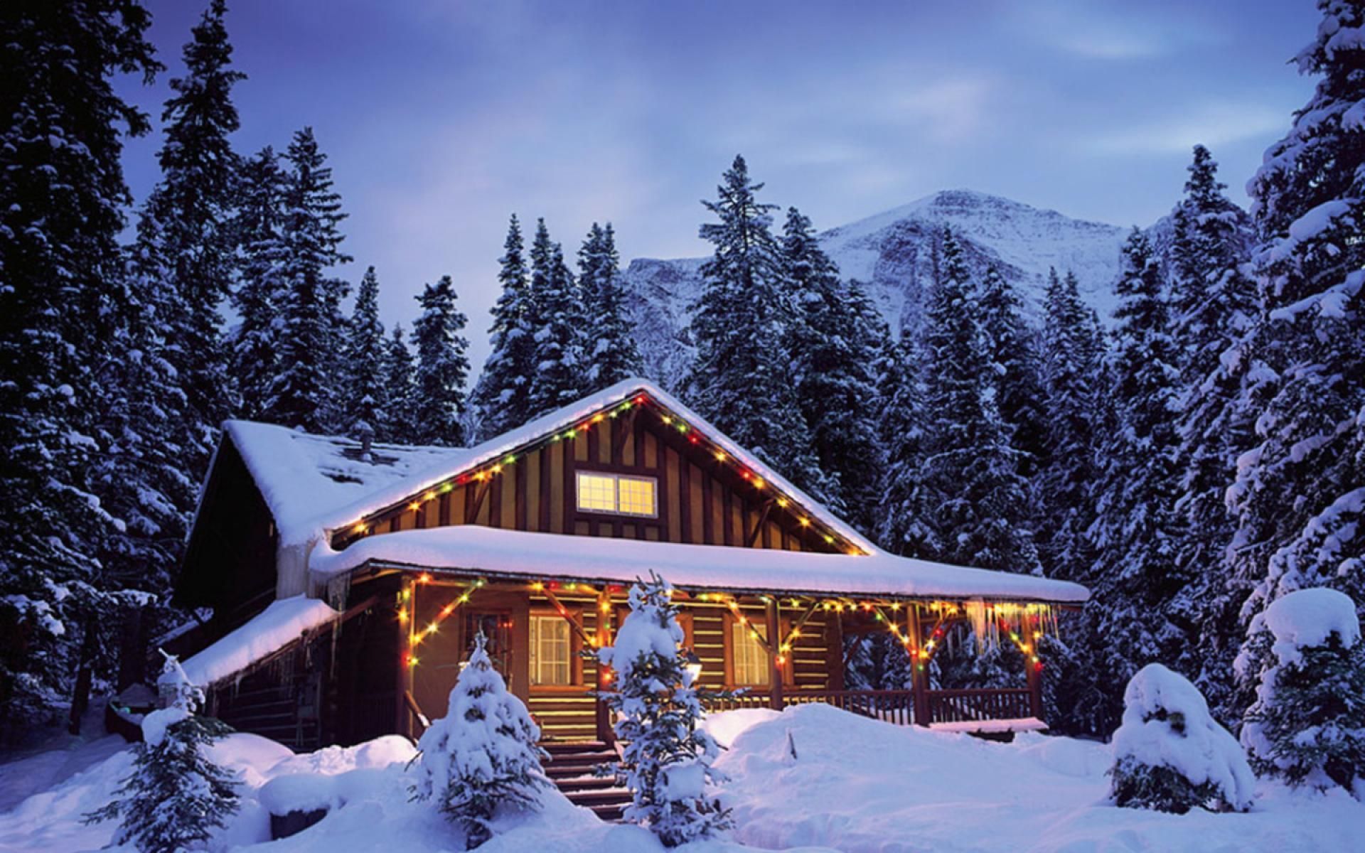 Winter Wonderland: snowy winter scenes of Christmas time. Cabins in the woods, Winter cabin, Cabin christmas