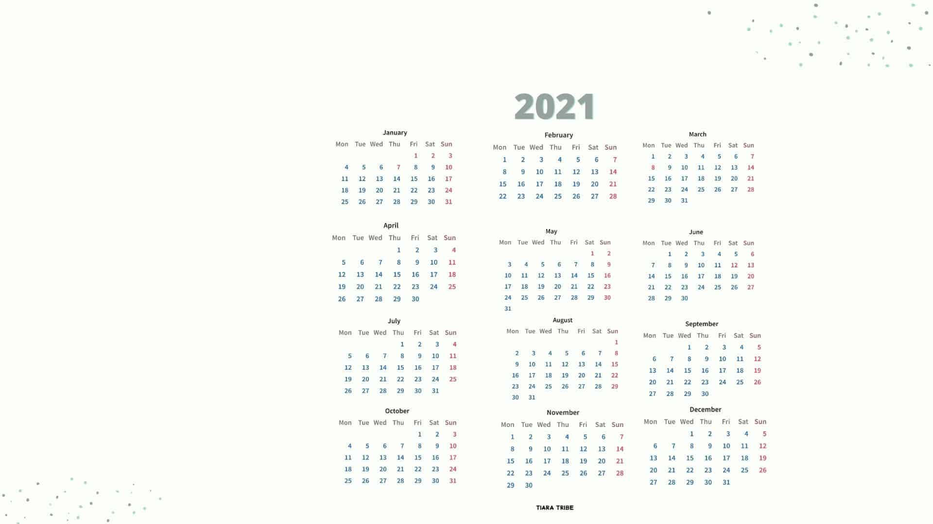 Free 2021 Desktop Calendar Wallpaper