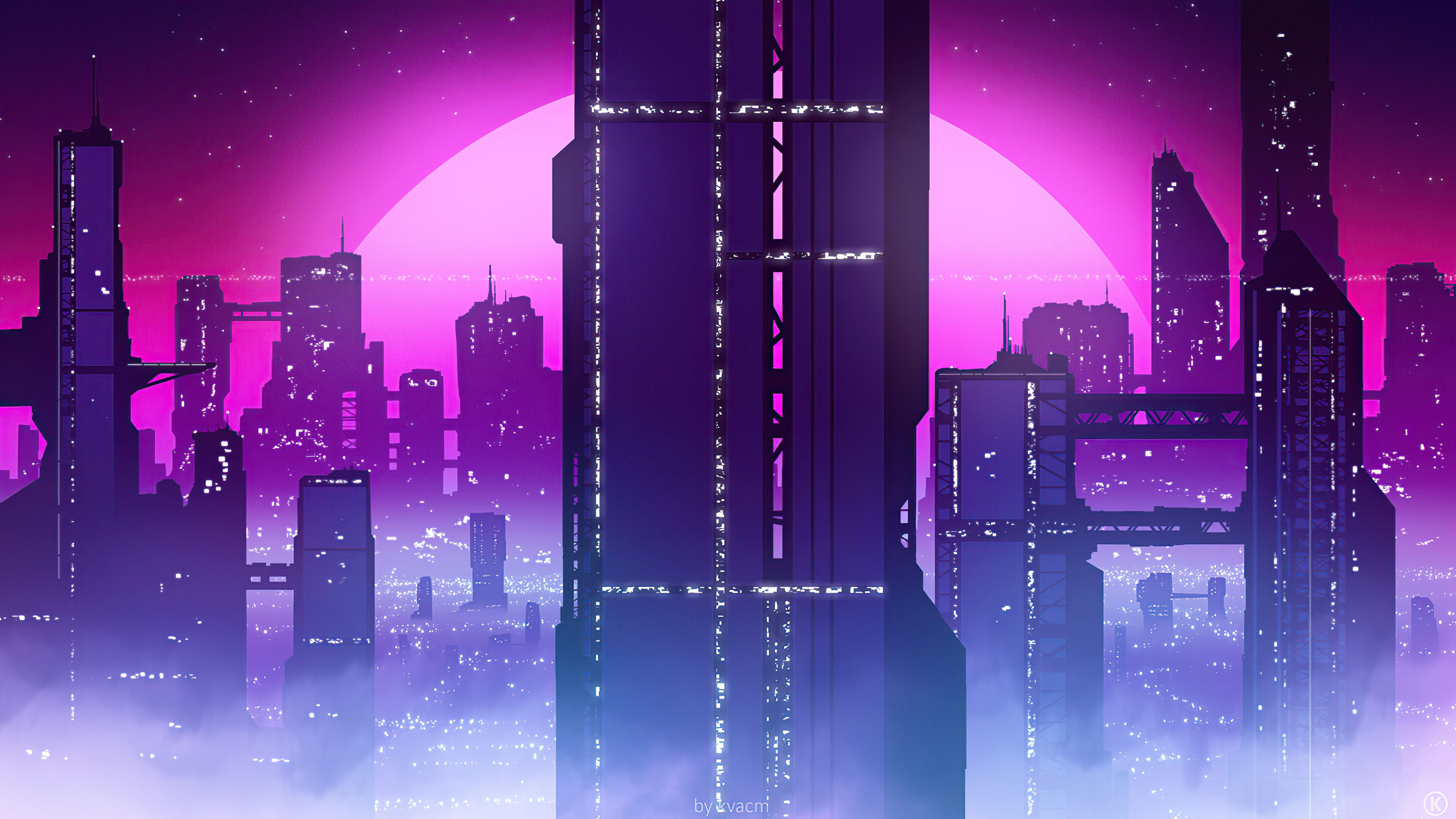 Synthwave City View 4k, HD Artist, 4k Wallpaper, Image, Background, Photo and Picture
