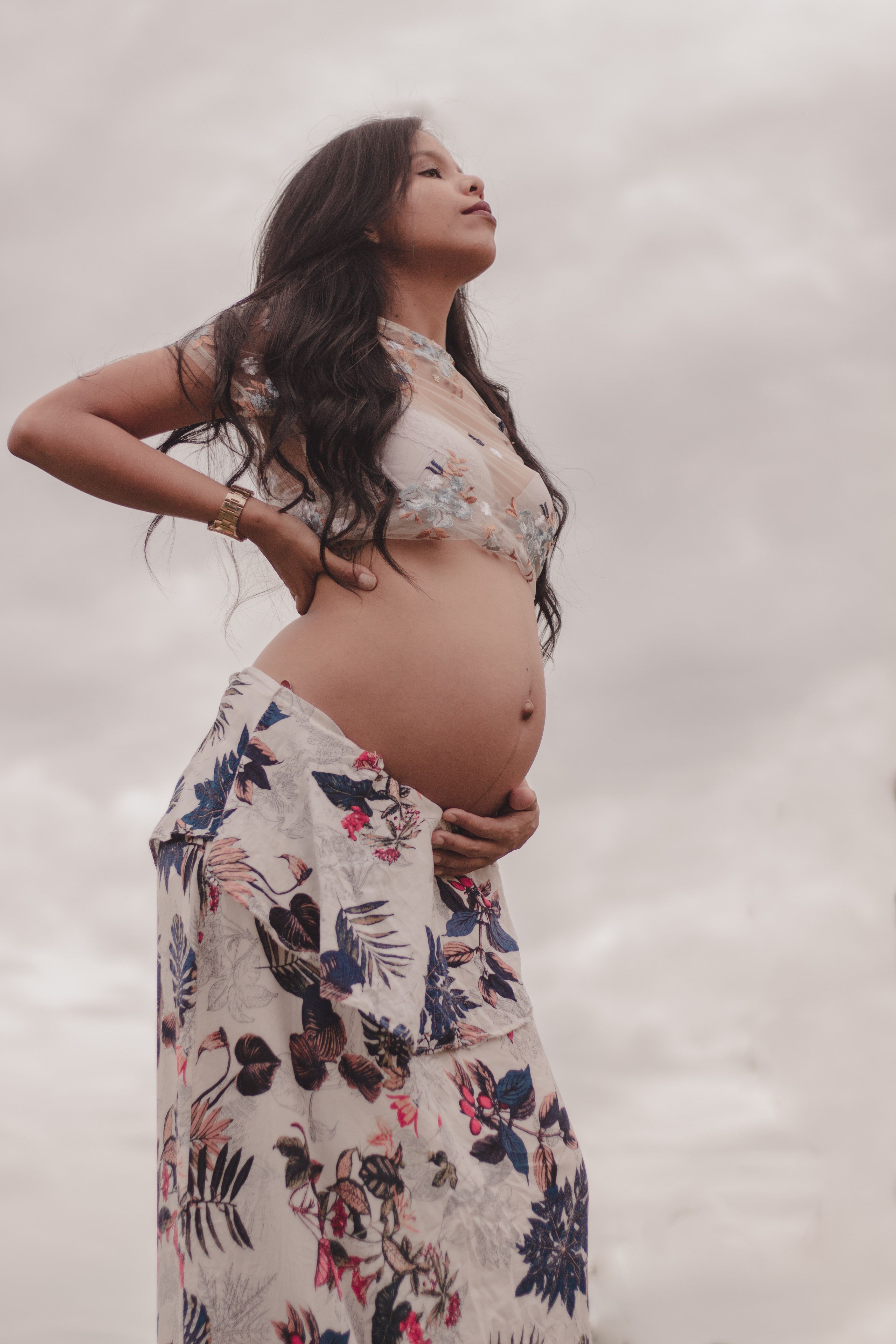 Pregnant Woman Wearing Crop Top · Free