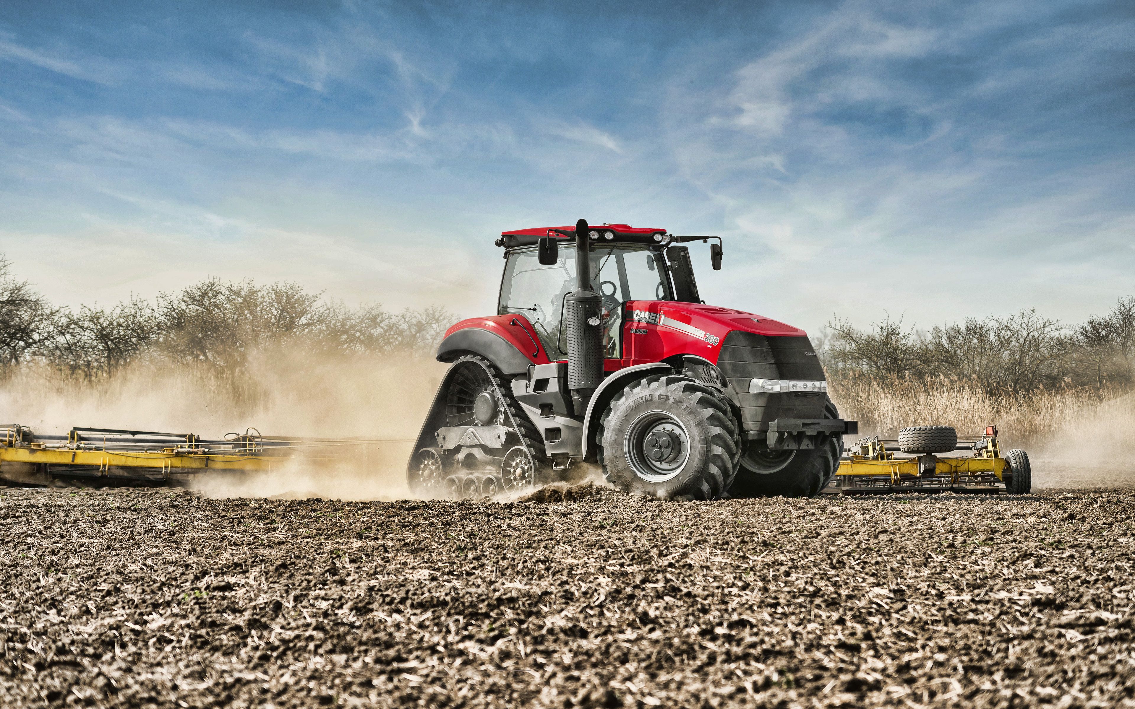 Download wallpaper Case IH Magnum 380 CVT, 4k, plowing field, 2019 tractors, agricultural machinery, HDR, agriculture, harvest, tractor in the field, Case for desktop with resolution 3840x2400. High Quality HD picture wallpaper