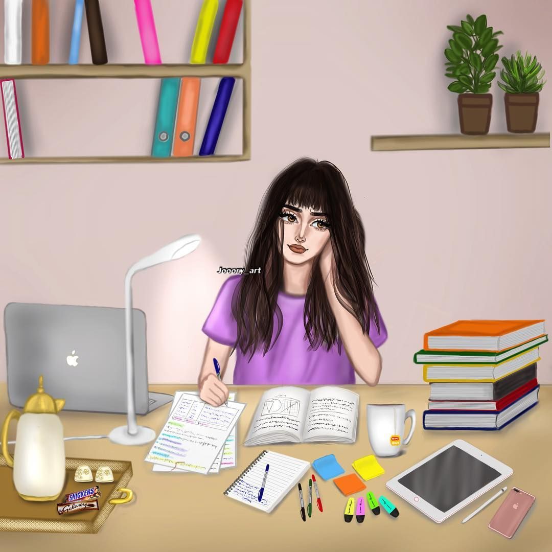 Shared by Ä F Ï F Ä. Find image and videos about study, exams and cartoonish picture on We Heart. Girly wall art, Beautiful girl drawing, Cute girl wallpaper