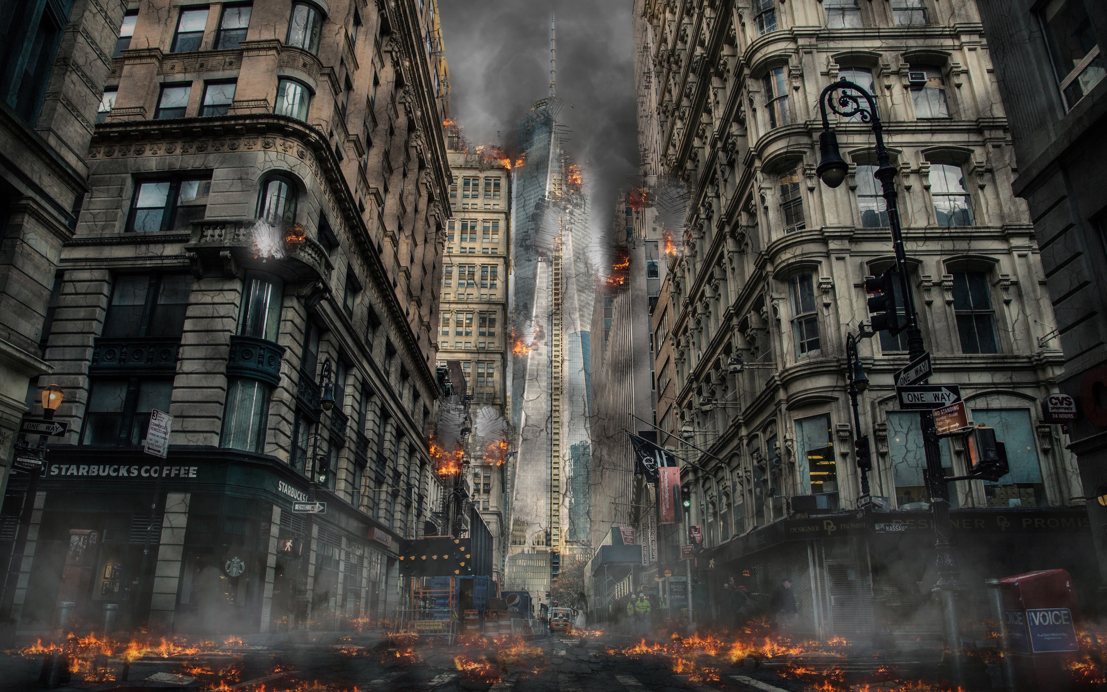 Download wallpaper apocalypse, 4k, buildings, destruction, skyscrapers, America for desktop with resolution 3840x2400. High Quality HD picture wallpaper