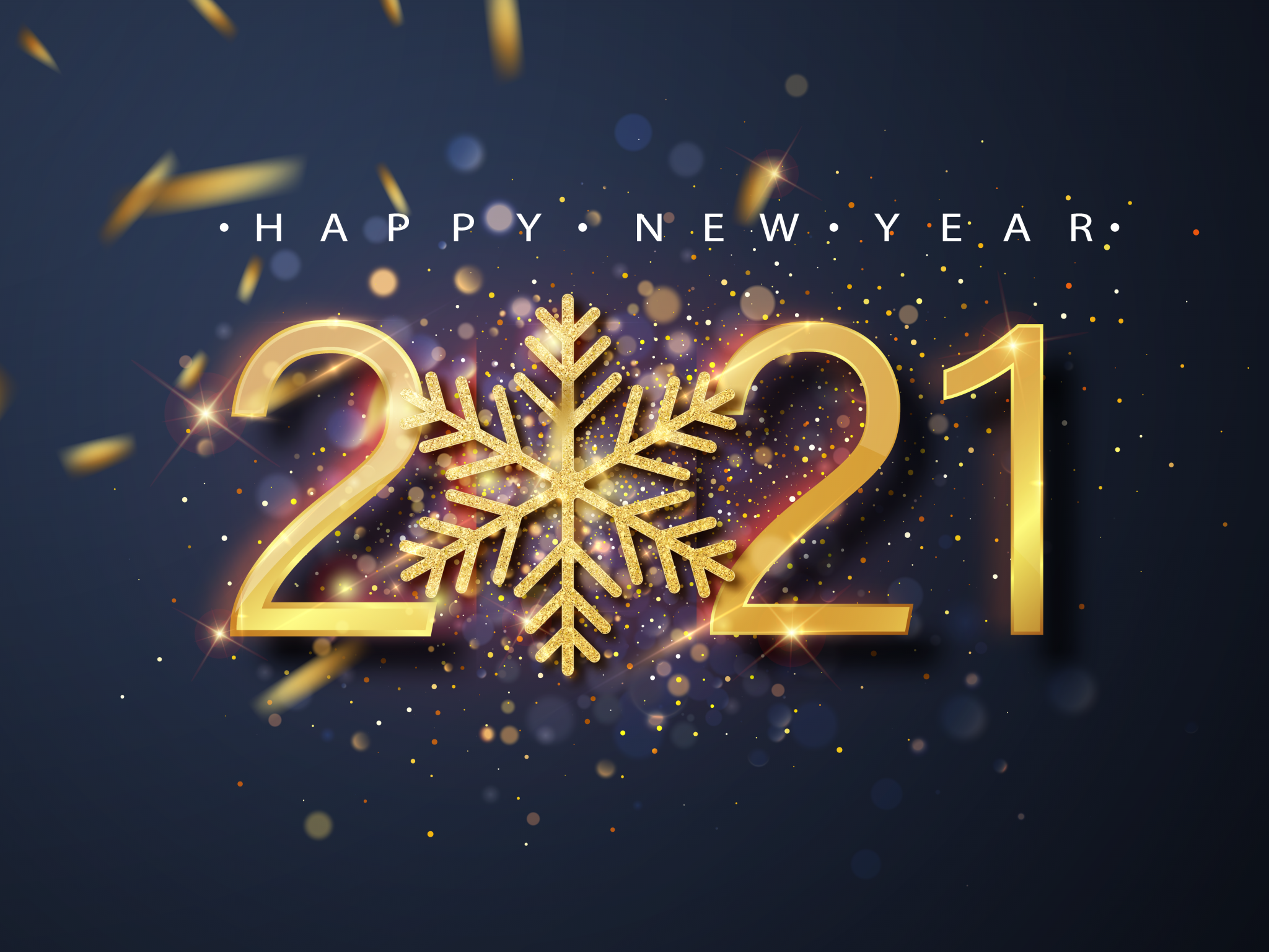 New Year 4K Wallpaper, Happy New Year, Golden Letters, Sparkles, Celebrations New Year
