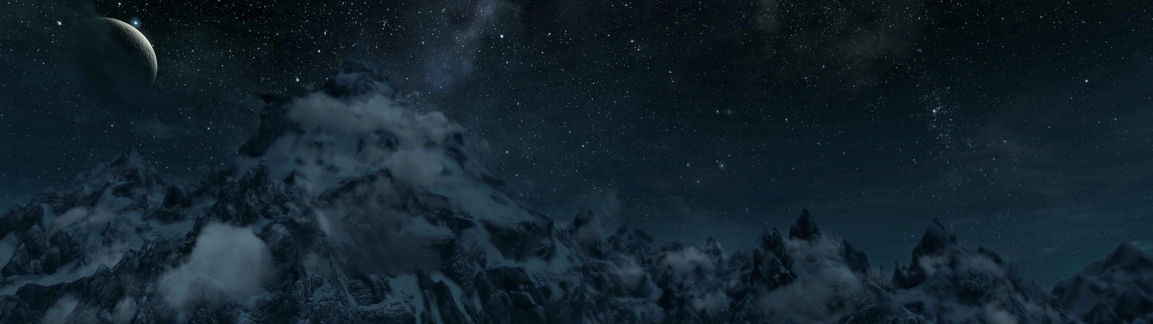 Mountain range panorama (dual screen wallpaper I made) [3840x1080]