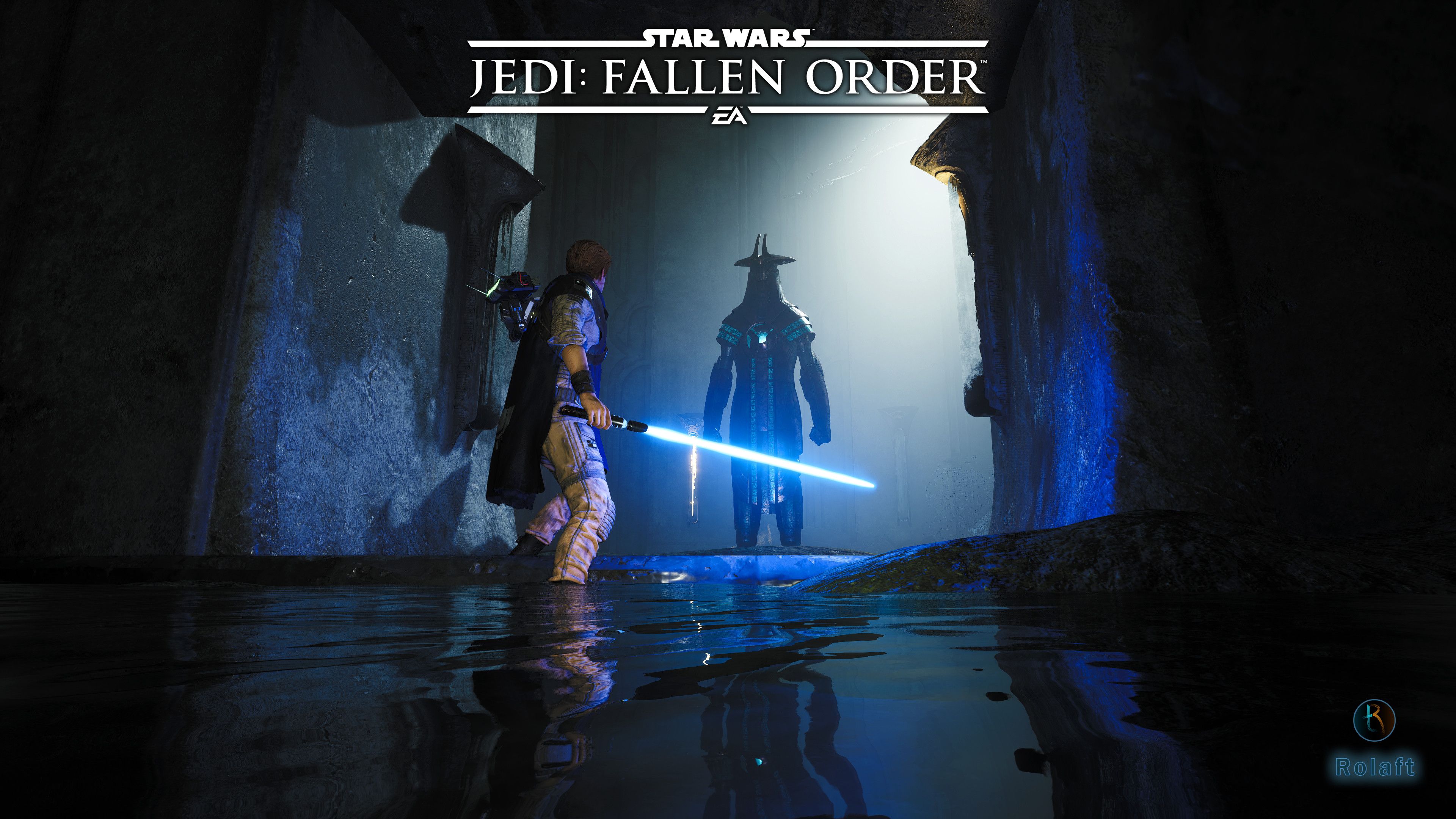 4K Wallpaper: Cal Kestis and a Tomb Guardian. Star Wars Jedi: Fallen Order