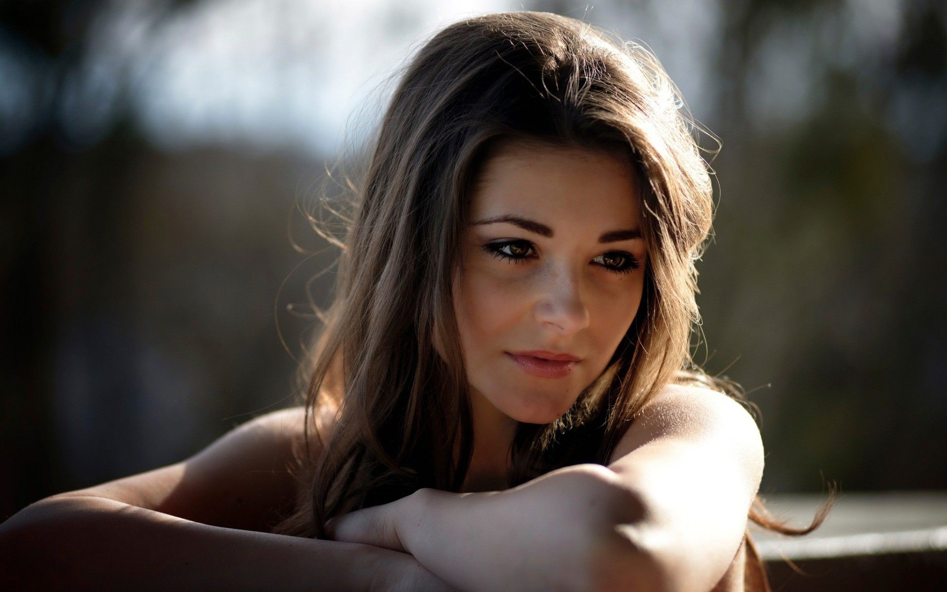#model, #brown eyes, #women, #brunette, #flowers, #Dana Kareglazaya, wallpaper
