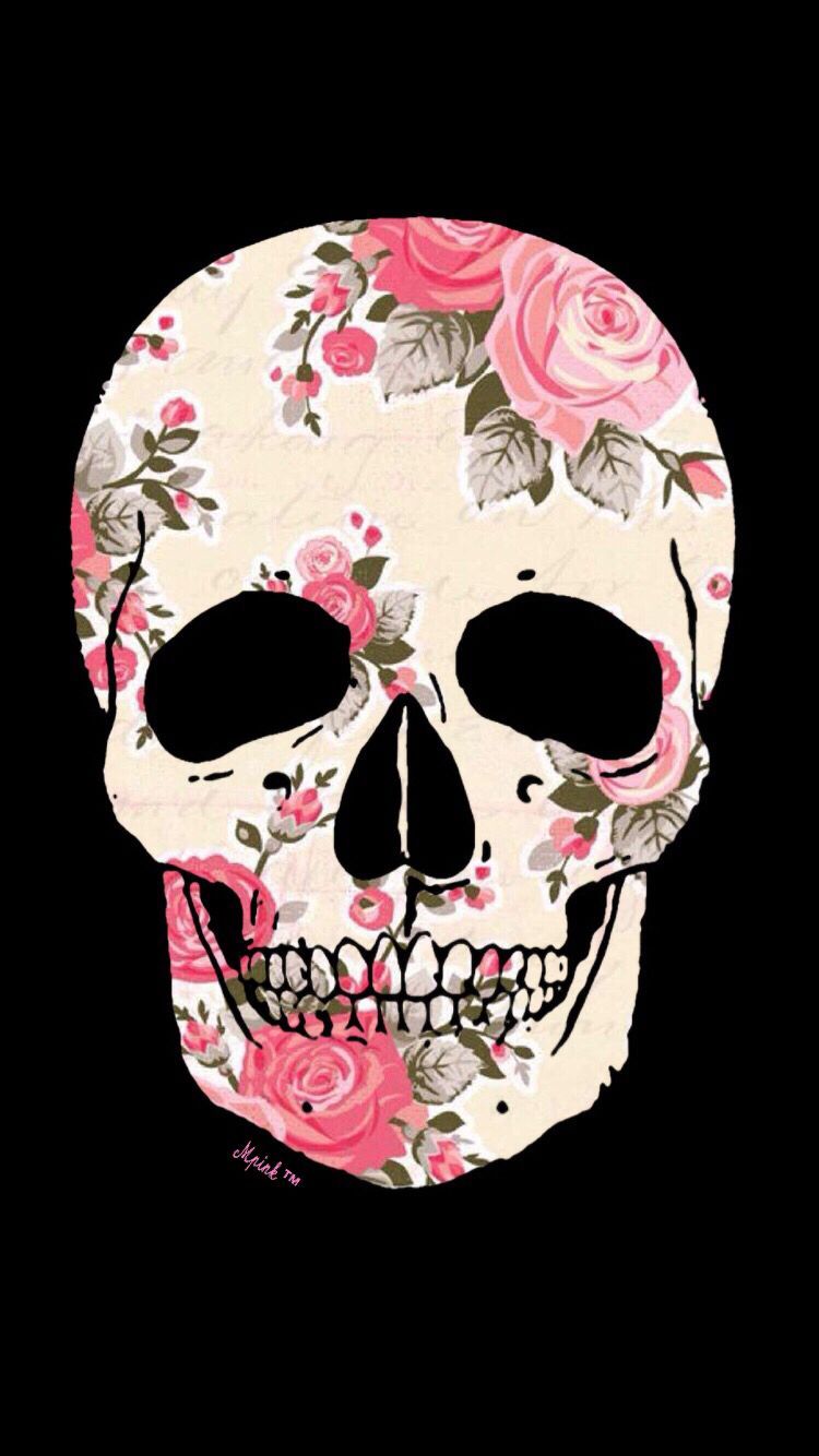 Skull Floral Wallpaper. Skull wallpaper, Sugar skull wallpaper, Skull wallpaper iphone