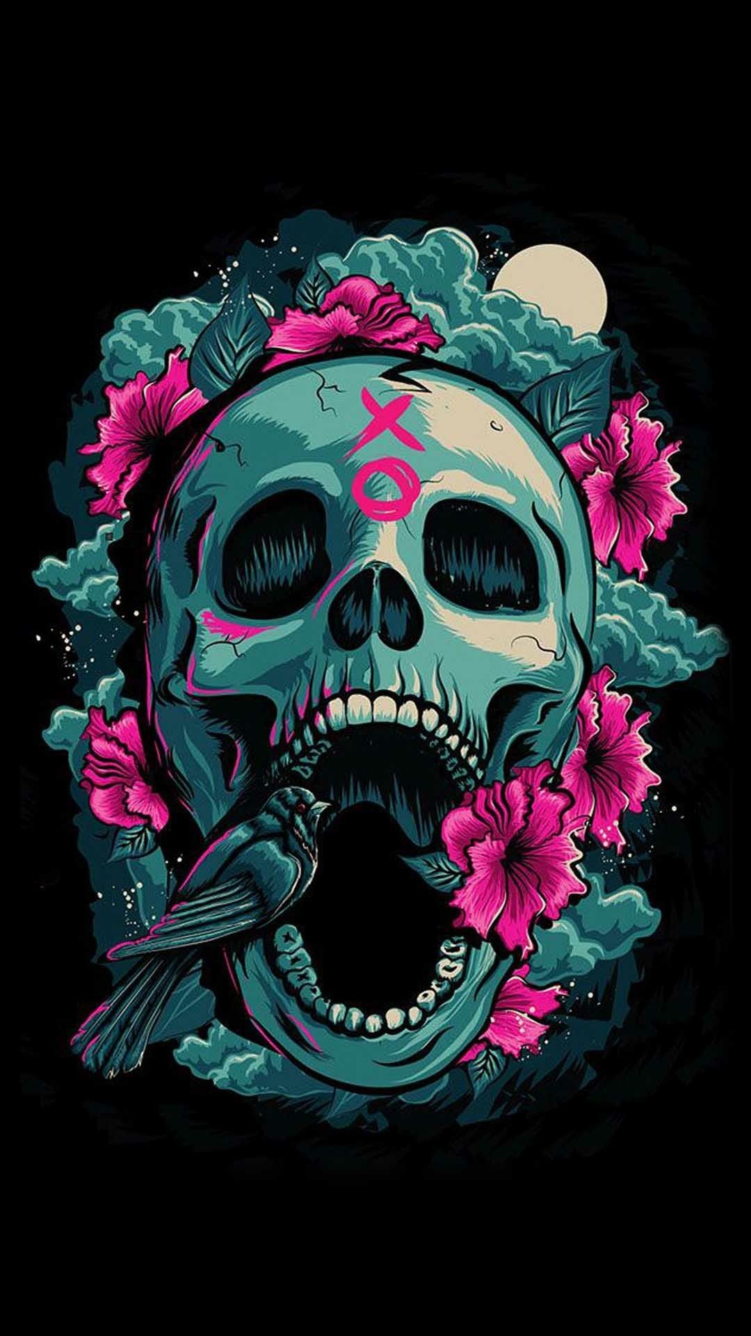Flower Skull, Skull Art, Sugar Skulls, Wallpaper, Wallpaper Skull HD Wallpaper