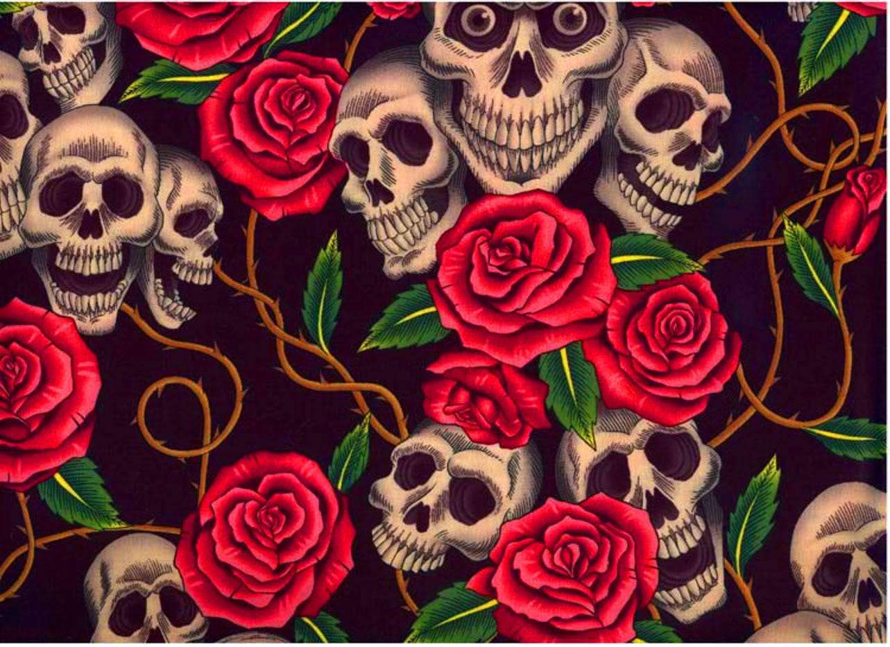 Skull And Roses Desktop Wallpaper