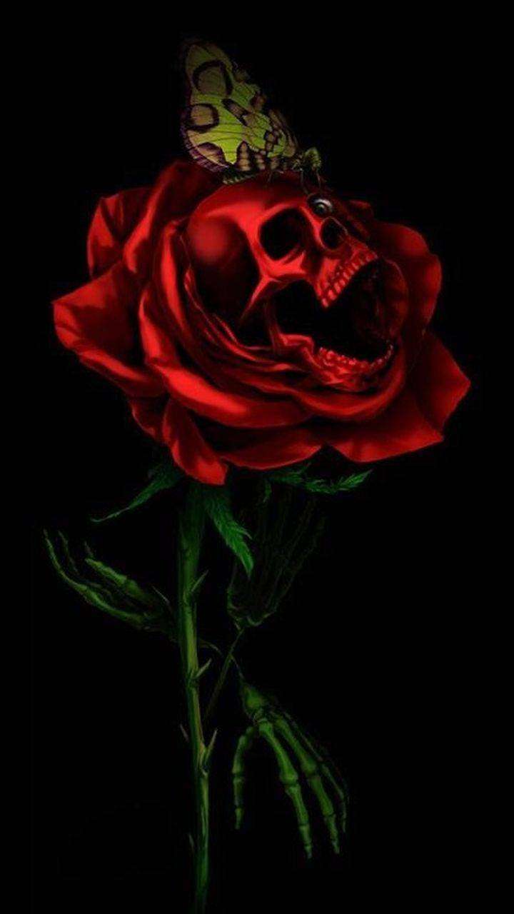 Love Skull And Roses Wallpaper