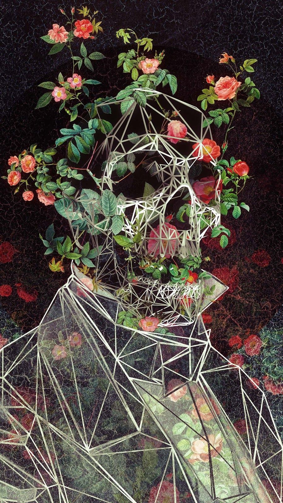 Mr Cage Mobile Wallpaper, skull, flowers Mobile Walls