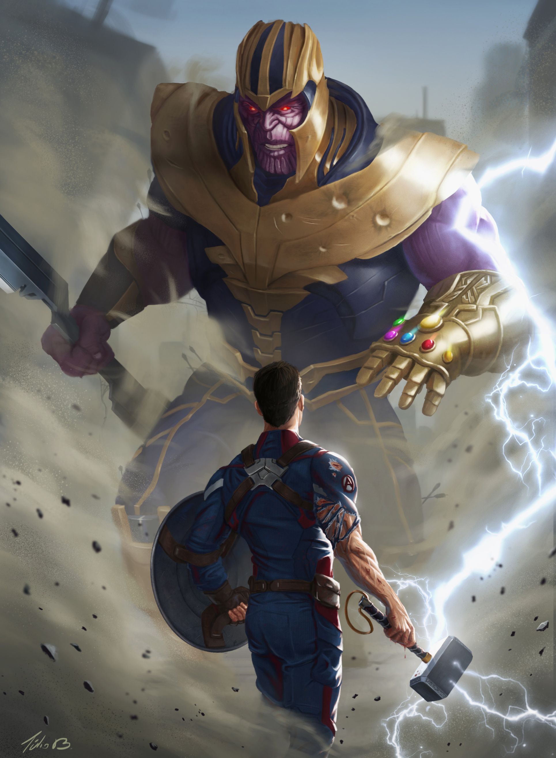 Thanos vs Captain America iPhone Wallpaper Free Thanos vs Captain America iPhone Background