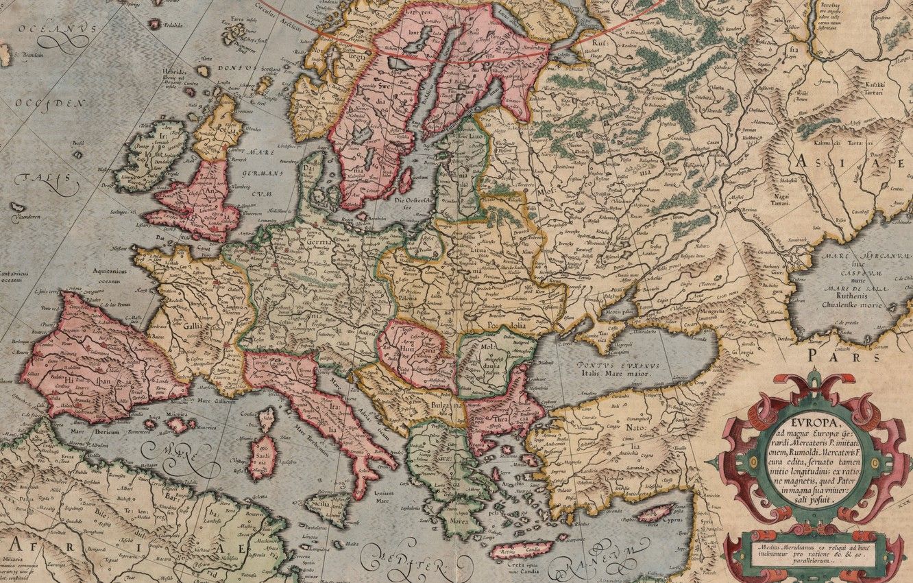 Wallpaper Europe, Europe, old maps, old maps, World Atlas, Atlas Of The World, Atlas Map, Gerard Trader, Gerardus Mercator, Amsterdam - for desktop, section текстуры