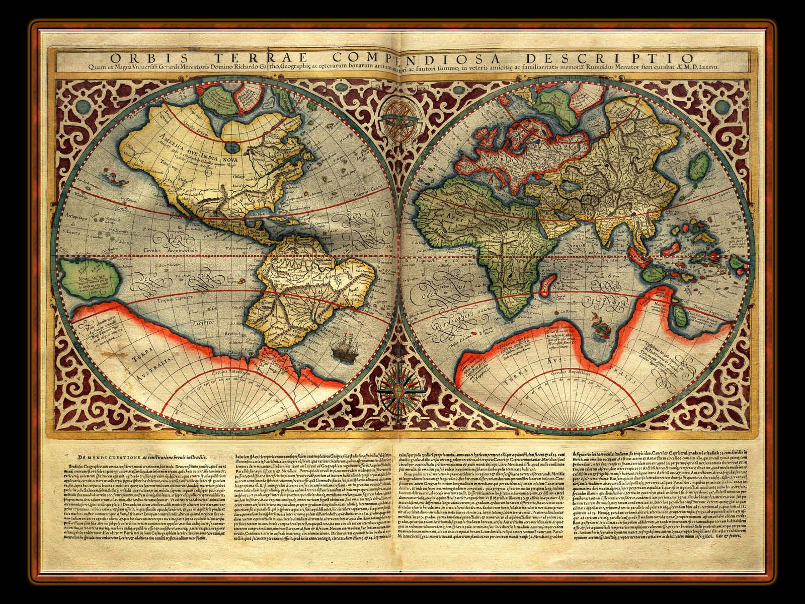 Map Wallpaper Manuscript Atlas of Maps for Desktop Background, Puzzles and Ecards