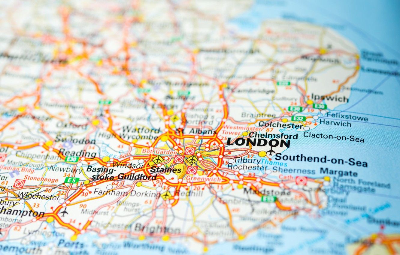 Wallpaper map, London, England image for desktop, section макро