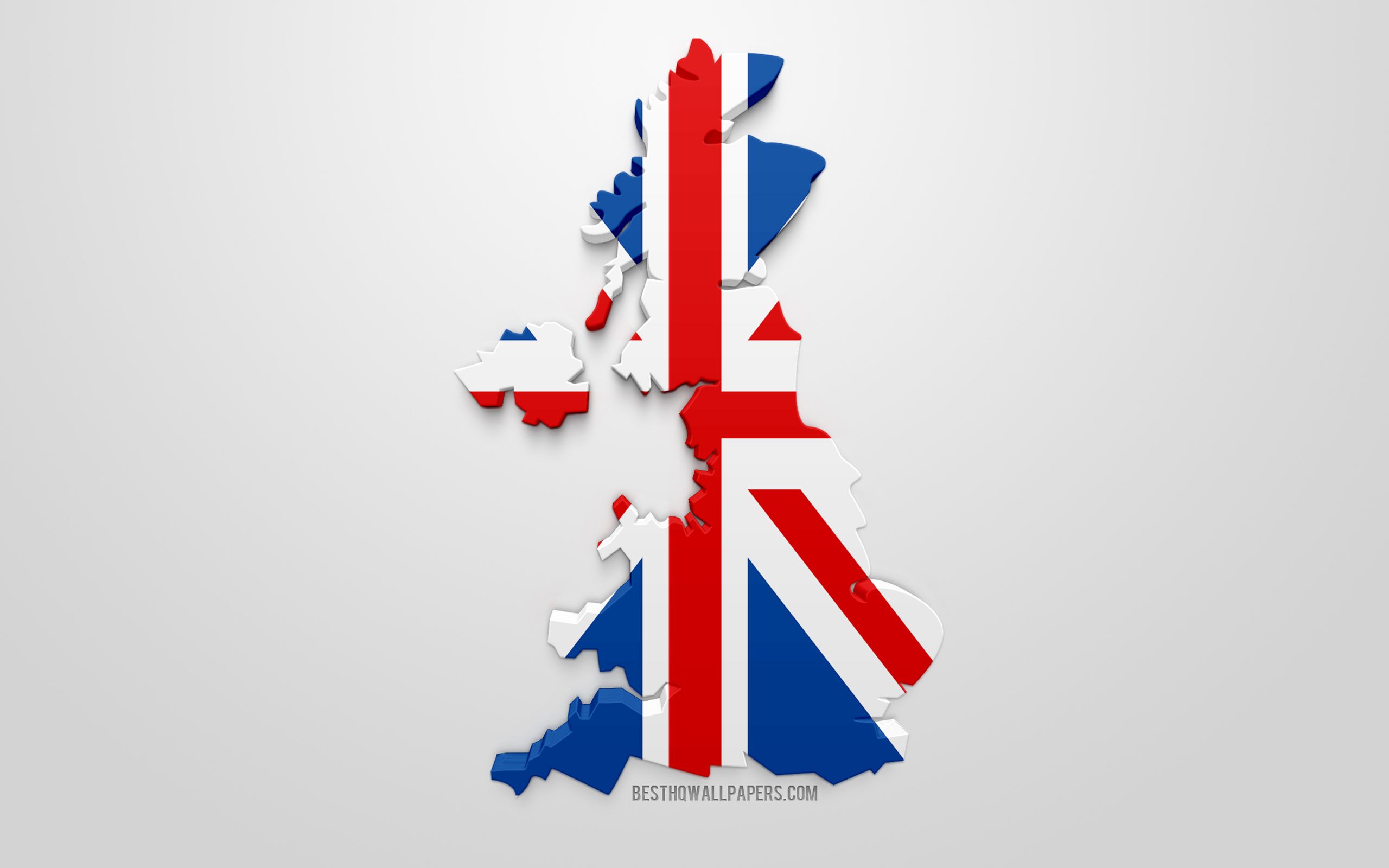Download wallpaper 3D flag of United Kingdom, silhouette map of United Kingdom, 3D art, UK flag, Great Britain, Europe, Sweden, geography, Sweden 3D silhouette for desktop with resolution 2560x1600. High Quality HD