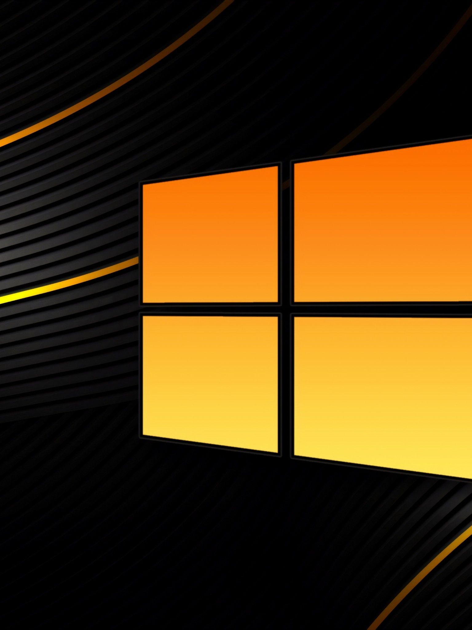 Windows 10 4K Wallpaper, Black background, Abstract, Yellow, 5K, 8K, Technology