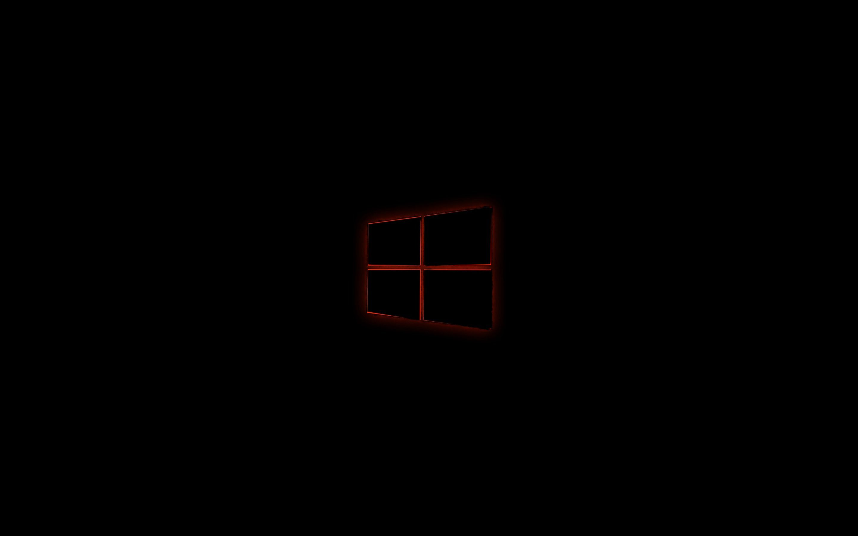 Download wallpaper Windows logo on a black background, orange backlight, creative logo, win art for desktop with resolution 2880x1800. High Quality HD picture wallpaper
