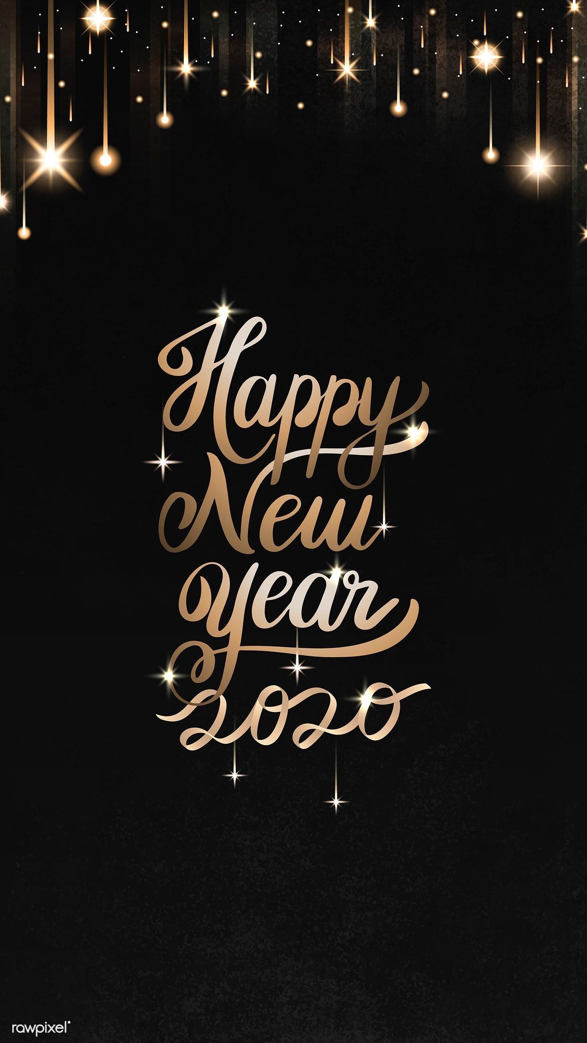 Download premium vector of Happy New Year black greeting card. Happy new year greetings, Happy new year picture, Happy new year wallpaper