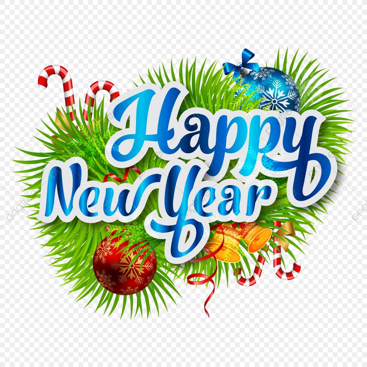 Happy New Year Christmas With Elements Decoration, Happy, New, Year PNG and Vector with Transparent Background for Free Download