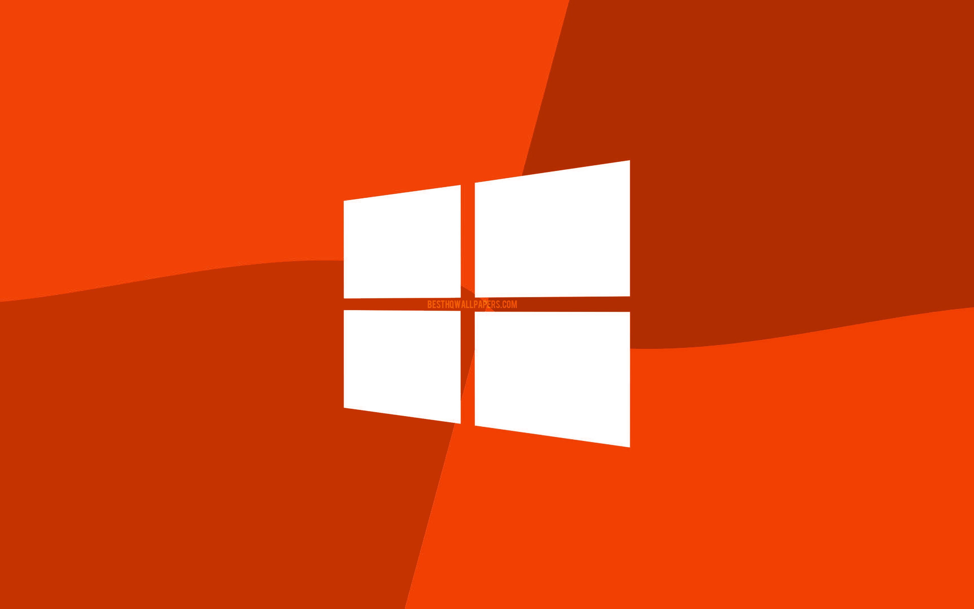 Download wallpaper Windows 10 orange logo, 4k, Microsoft logo, minimal, OS, orange background, creative, Windows artwork, Windows 10 logo for desktop with resolution 3840x2400. High Quality HD picture wallpaper