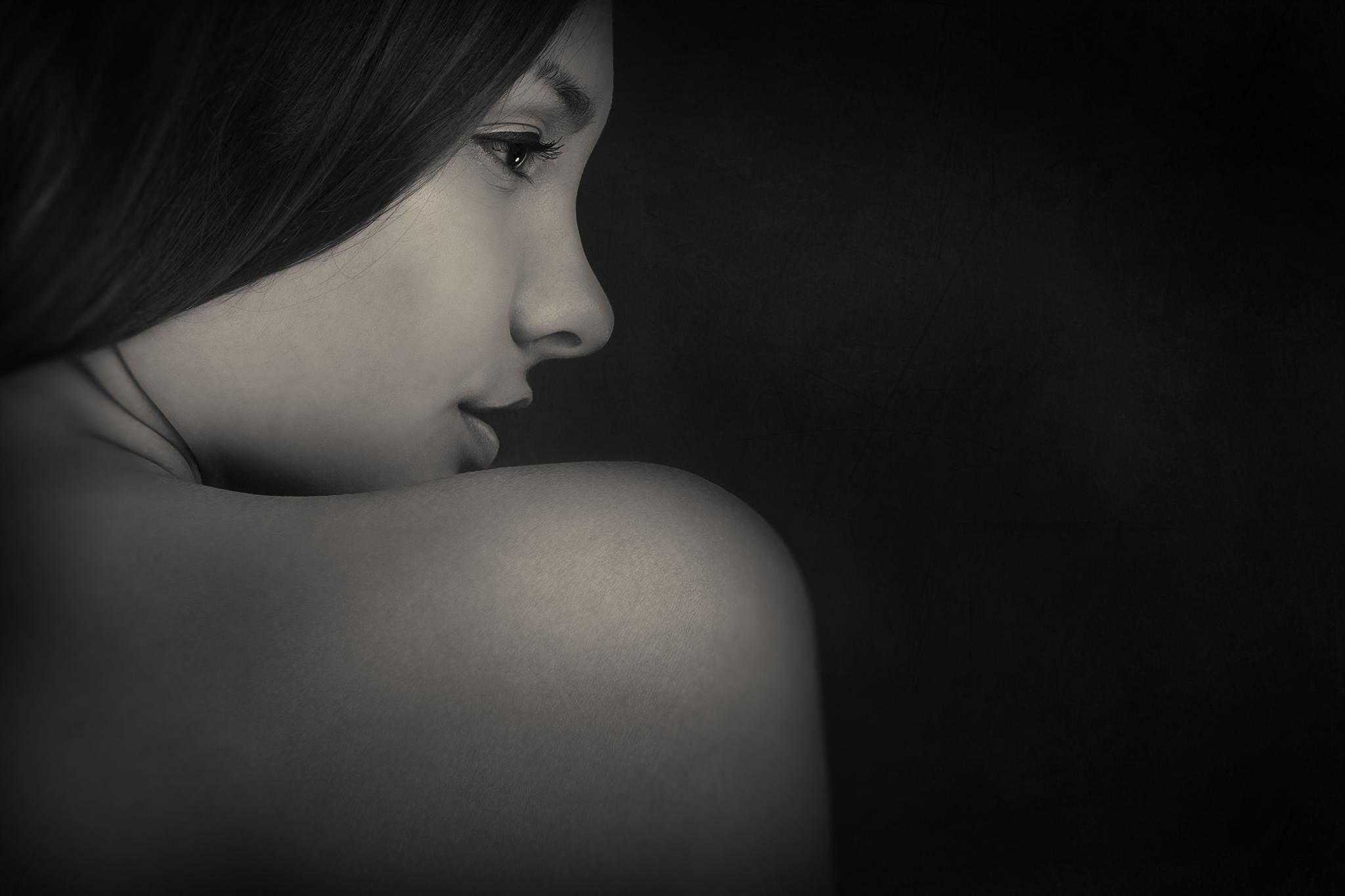 women, Monochrome, Face, Profile Wallpaper HD / Desktop and Mobile Background