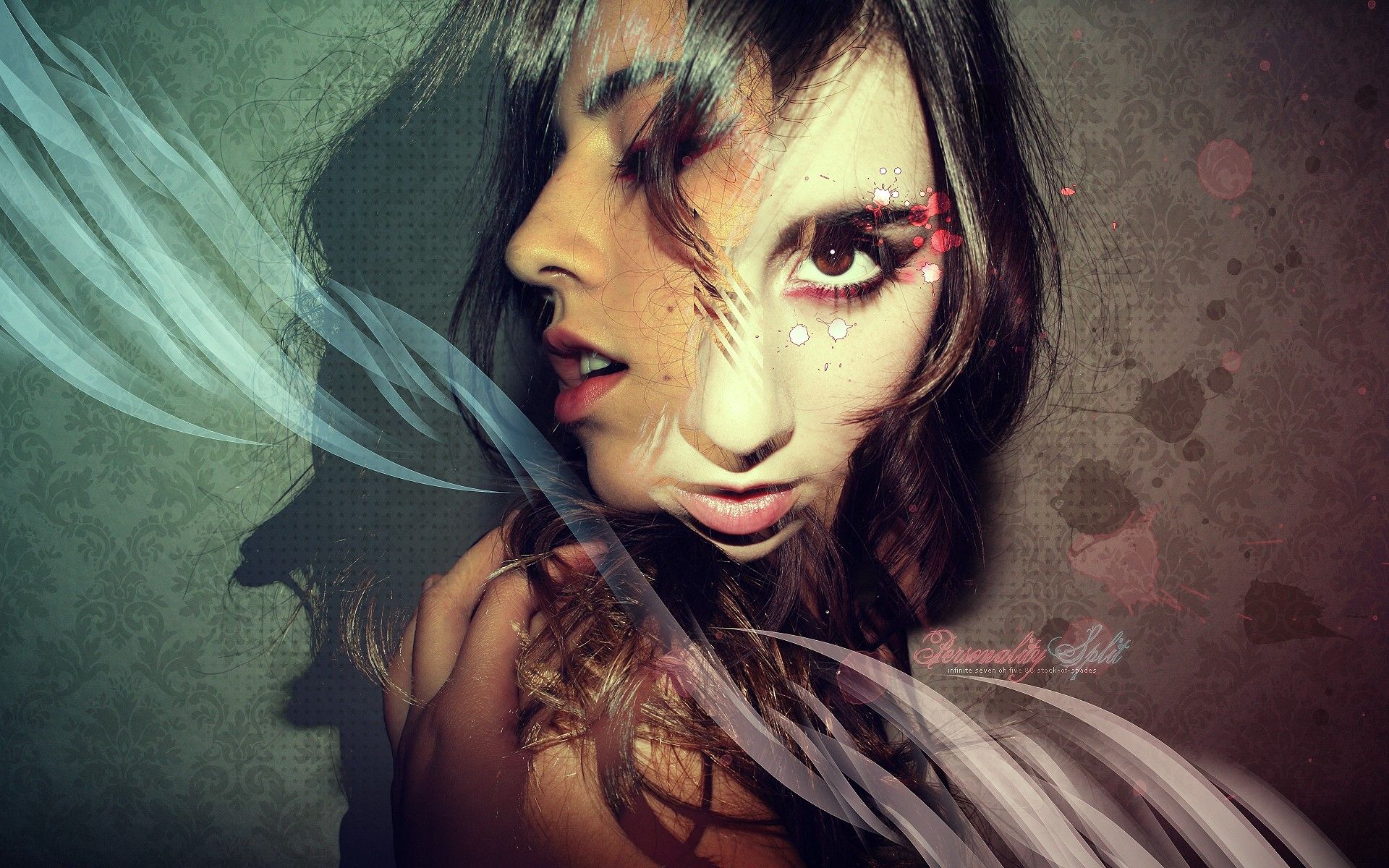 Digital Art Face Women Profile Artwork Wallpaper:1920x1200