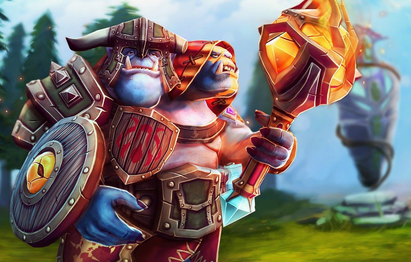 Wallpaper magic, armor, shield, dota, Ogre, Mace, the sorcerer, DotA, dota 2, ogre magi, Ogre mage image for desktop, section игры