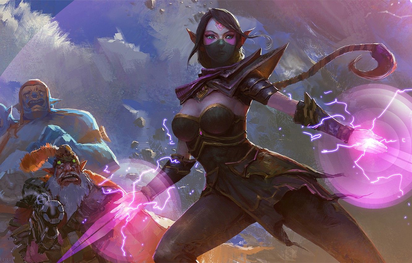 Wallpaper girl, art, Dota 2, Sniper, Lana, Templar Assassin, Ogre Magi image for desktop, section игры