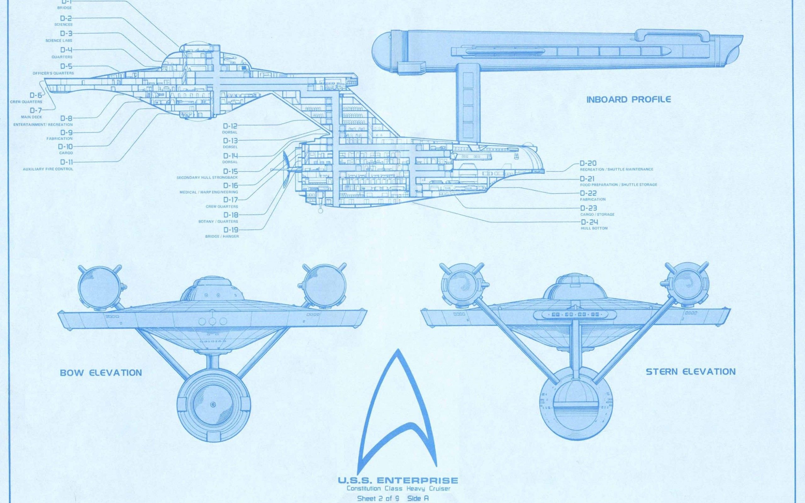 Download 2560x1600 Star trek blueprints spaceships vehicles uss enterprise star trek logos star trek schematics Wallpaper