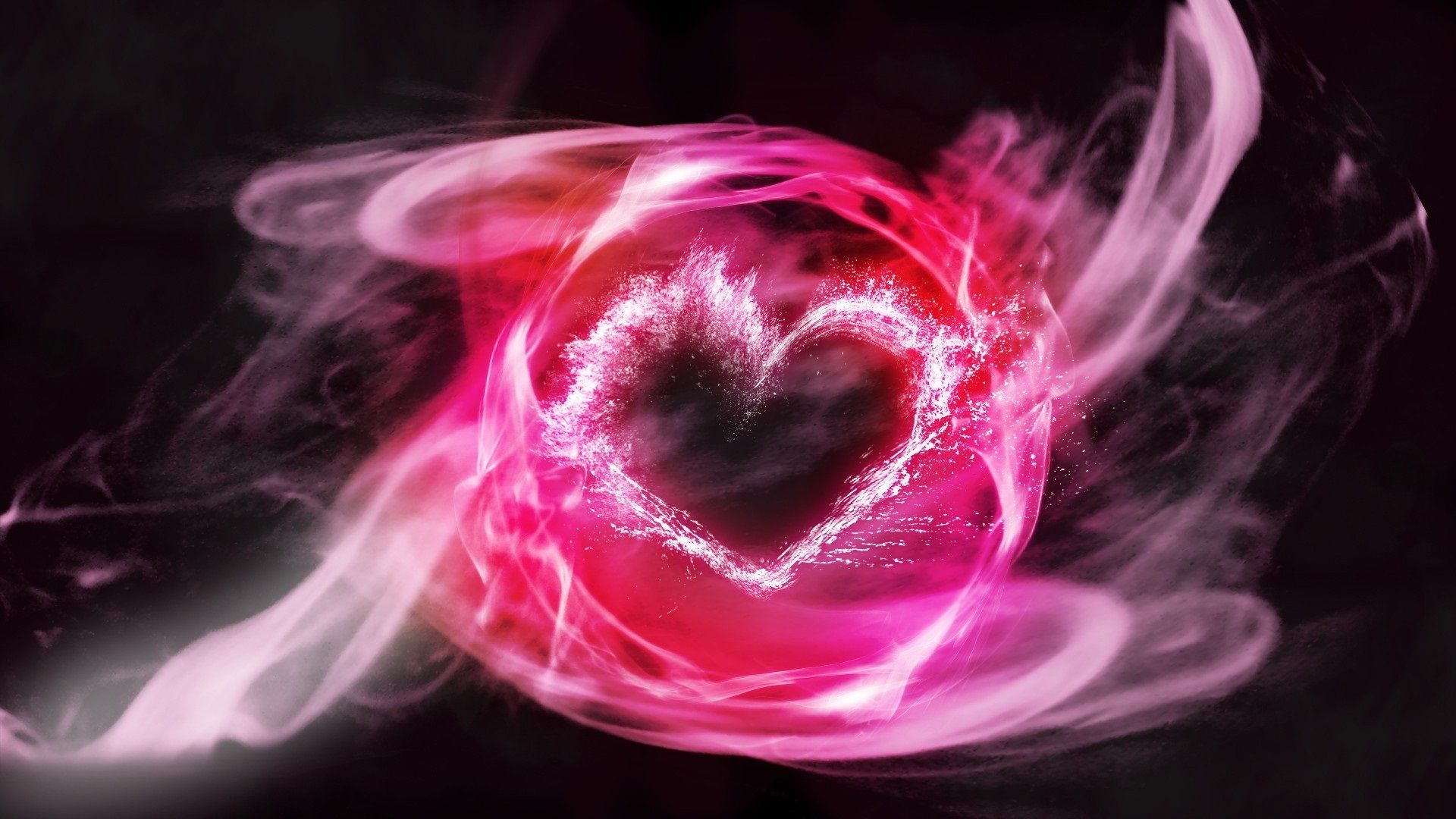 Wallpaper Pink smoke, love heart, abstract 1920x1080 Full HD 2K Picture, Image