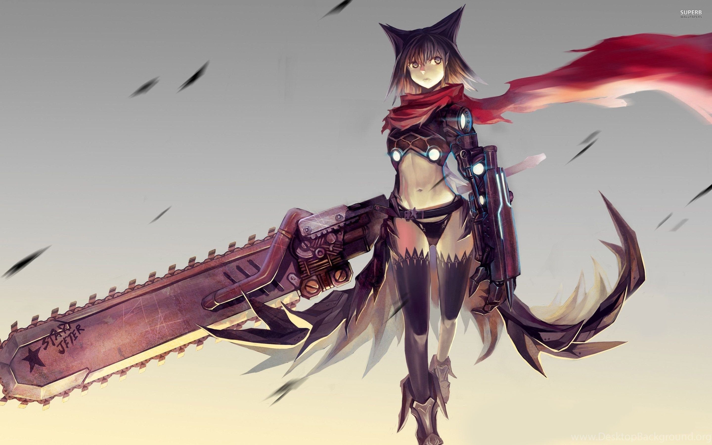 Catgirl With A Chainsaw Wallpaper Anime Wallpaper Desktop Background