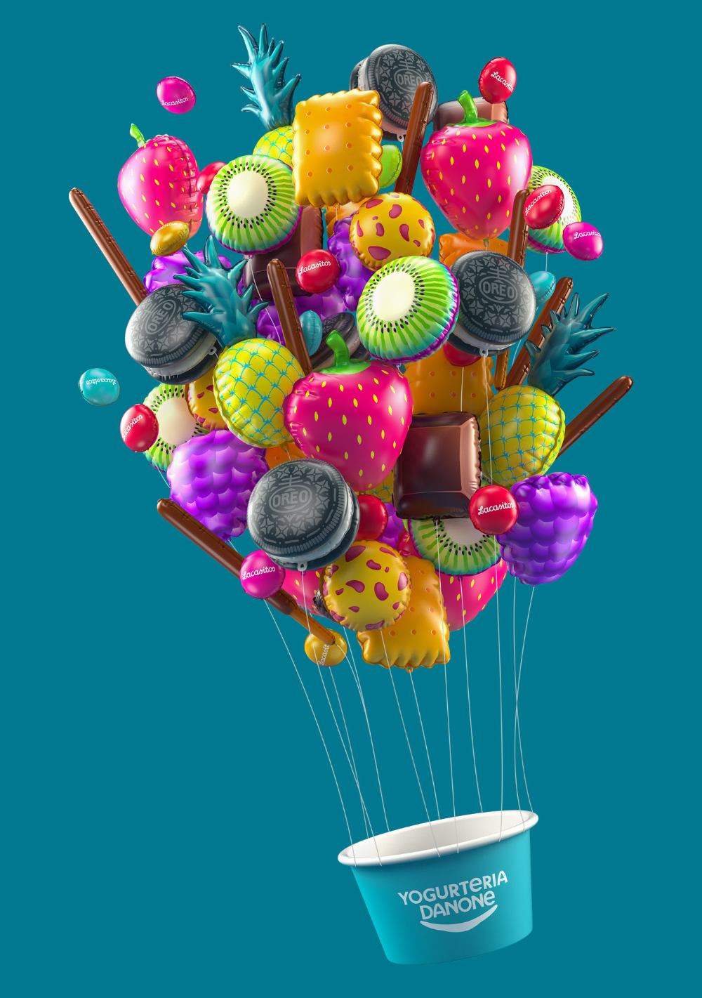 YOGURTERIAS DANONE. Creative advertising, Balloons, Creative design
