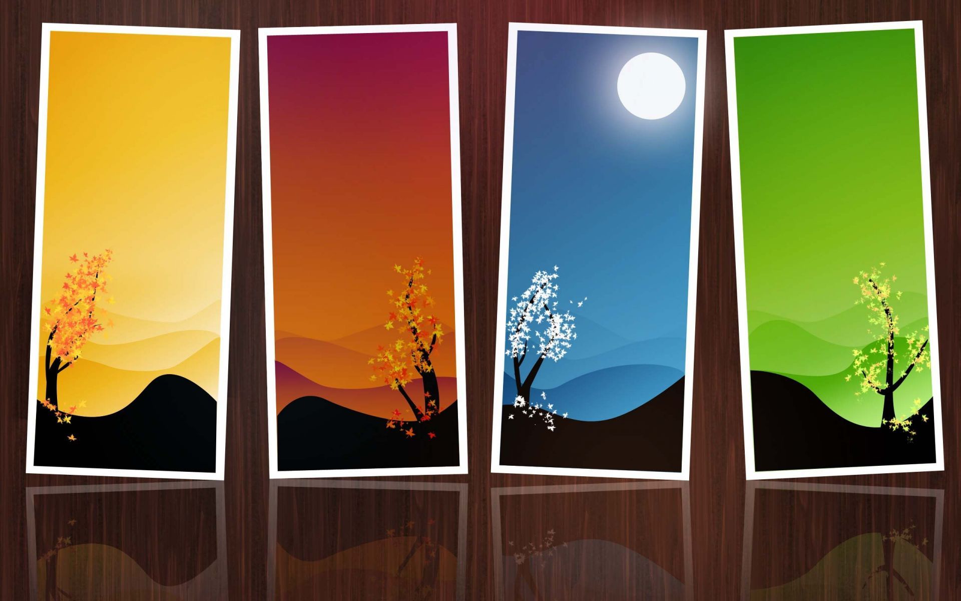 Four Seasons In A Frame Wallpaper Seasons Background HD